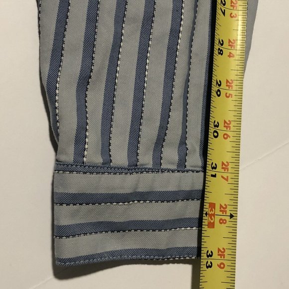 ANN BOOTH Custom Made Men’s Blue Striped Long Sleeved Button Up Shirt Small - Picture 11 of 11
